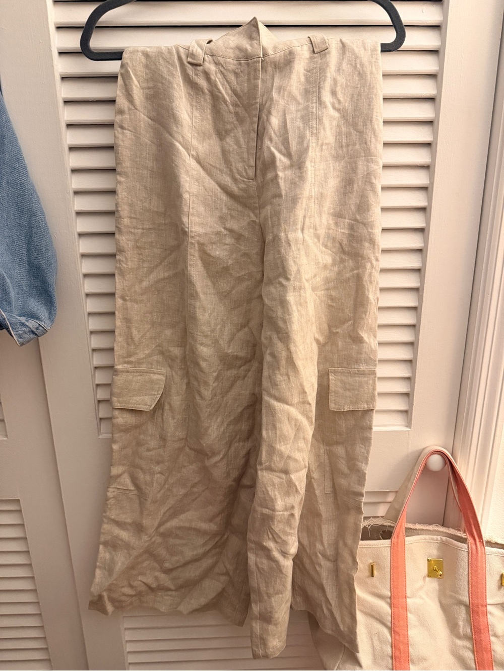 DISSH Beige Wide-Leg Cargo Linen Pants